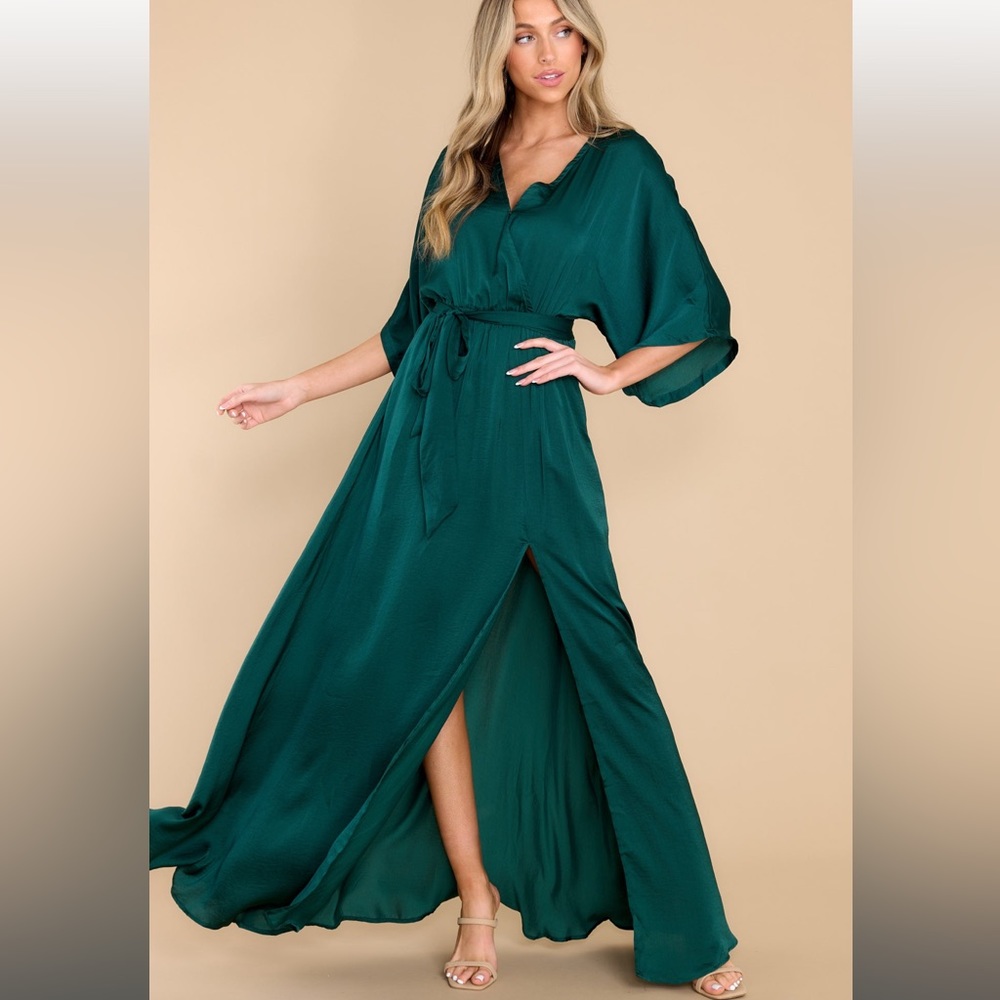 Can't Look Away Hunter Green Maxi Dress